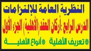 أركان العقد –الأهلية-الدرس الرابع: من دروس قانون الإلتزامات و العقود (الجزء الأول)