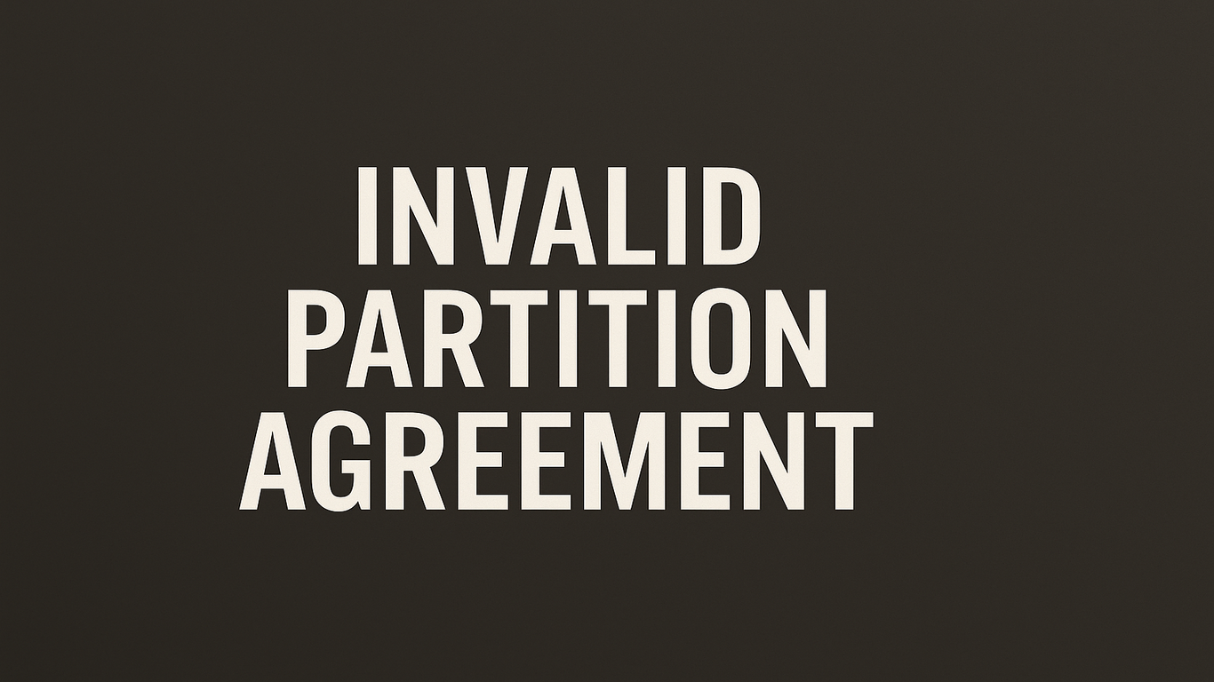 📄 النص البديل (alt text): صورة تحتوي على عبارة "اتفاق قسمة غير صحيح" باللغة الإنجليزية بخط واضح على خلفية داكنة.